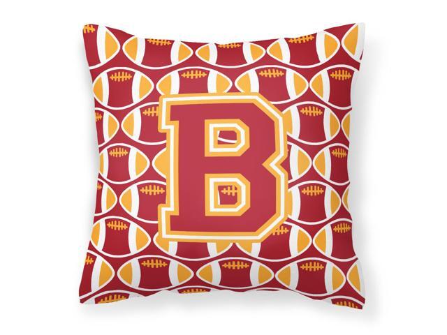 Letter B Football Cardinal and Gold Fabric Decorative Pillow CJ1070-BPW1414