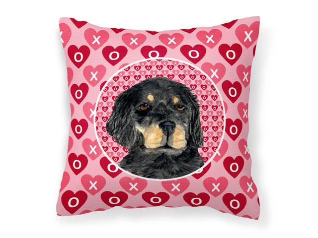 Gordon Setter Hearts Love and Valentine's Day Portrait Fabric Decorative Pillow SS4515PW1414