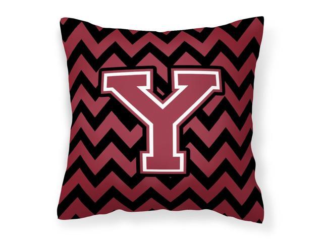 Letter Y Chevron Garnet and Black Fabric Decorative Pillow CJ1052-YPW1414