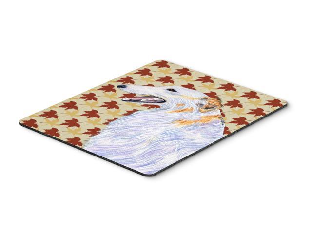 Borzoi Fall Leaves Portrait Mouse Pad Hot Pad or Trivet