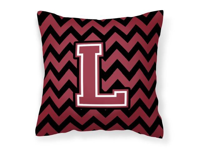 Letter L Chevron Garnet and Black Fabric Decorative Pillow CJ1052-LPW1414
