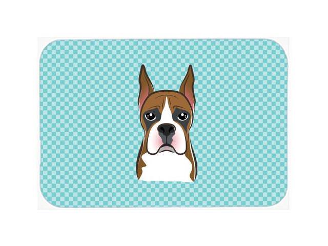 Checkerboard Blue Boxer Mouse Pad Hot Pad or Trivet BB1161MP