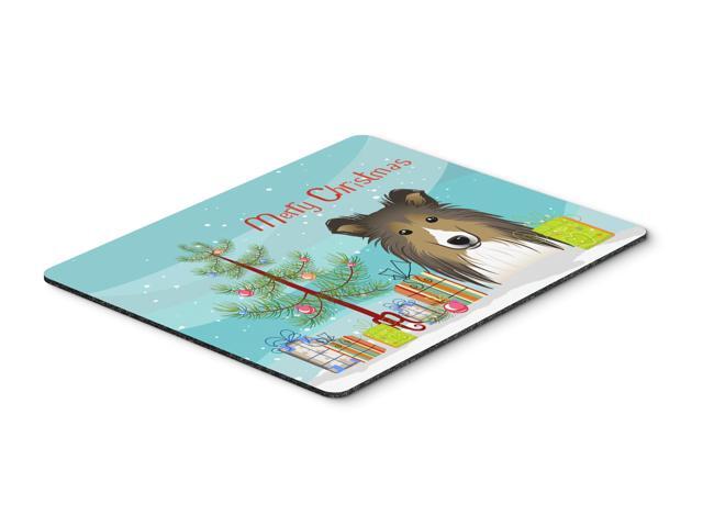 Christmas Tree and Sheltie Mouse Pad Hot Pad or Trivet BB1614MP