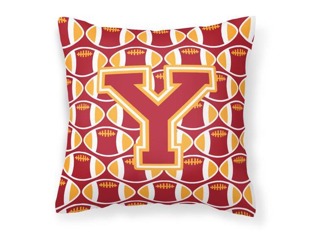 Letter Y Football Cardinal and Gold Fabric Decorative Pillow CJ1070-YPW1414