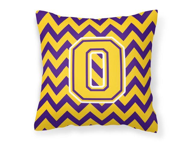 Letter O Chevron Purple and Gold Fabric Decorative Pillow CJ1041-OPW1414