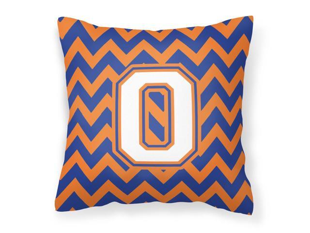 Letter O Chevron Blue and Orange #3 Fabric Decorative Pillow CJ1060-OPW1414