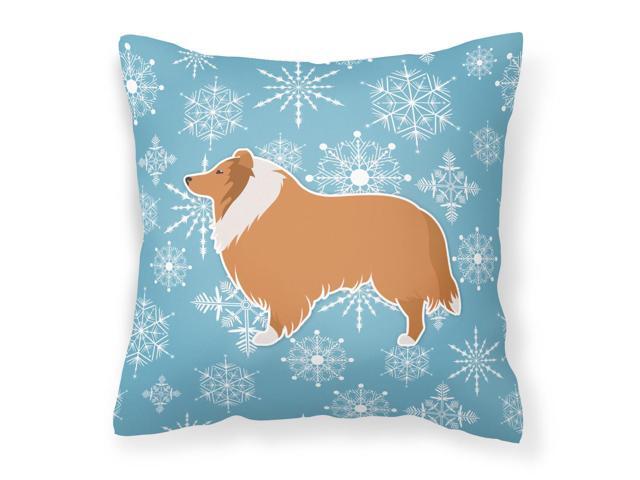Winter Snowflake Collie Fabric Decorative Pillow BB3516PW1414