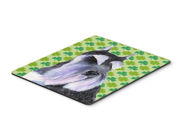 Schnauzer St Patrick's Day Shamrock Portrait Mouse Pad Hot Pad or Trivet