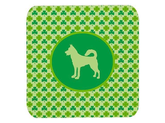 Set of 4 Canaan Dog Lucky Shamrock Foam Coasters