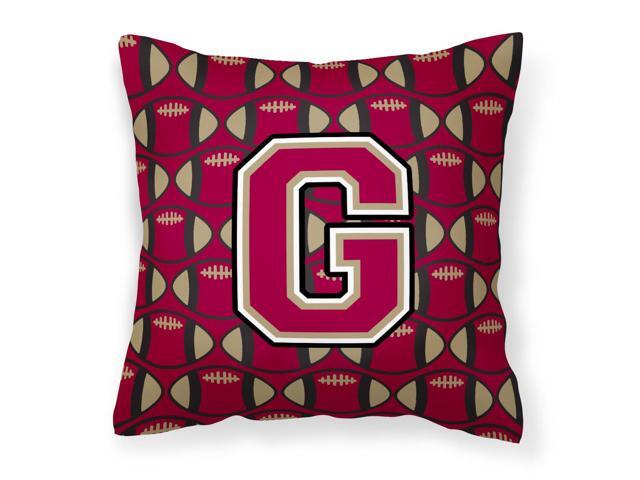 Letter G Football Garnet and Gold Fabric Decorative Pillow CJ1078-GPW1414