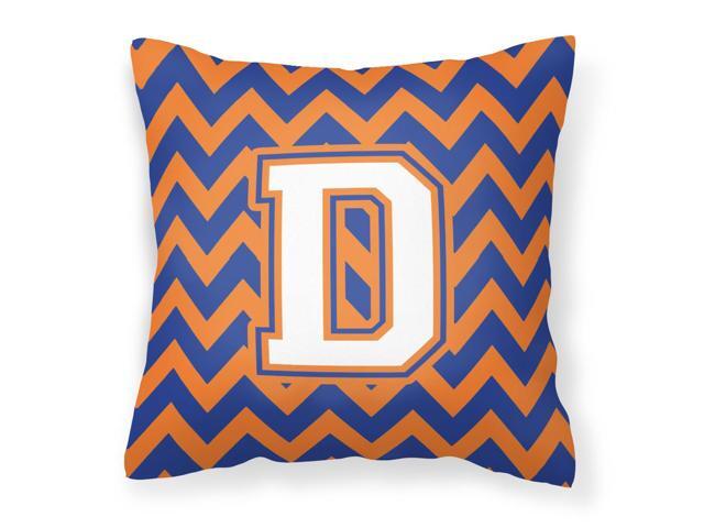 Letter D Chevron Blue and Orange #3 Fabric Decorative Pillow CJ1060-DPW1414