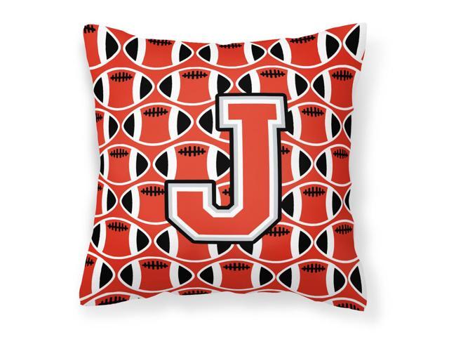 Letter J Football Scarlet and Grey Fabric Decorative Pillow CJ1067-JPW1414