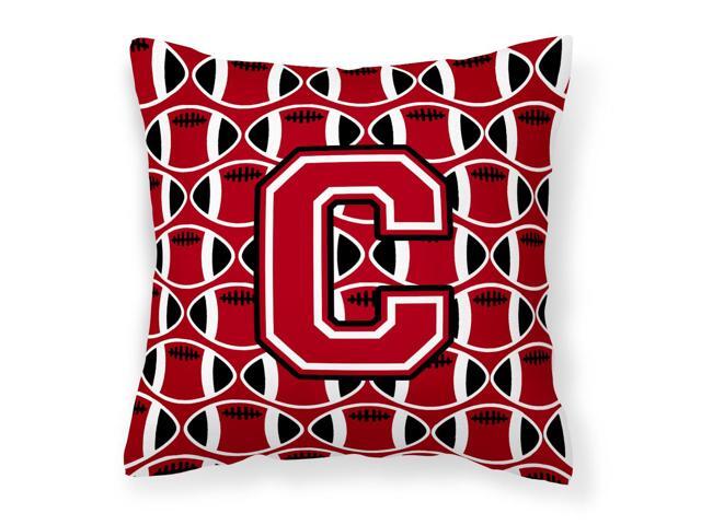 Letter C Football Red Black and White Fabric Decorative Pillow CJ1073-CPW1414