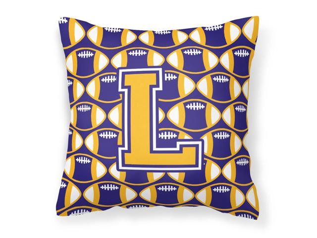 Letter L Football Purple and Gold Fabric Decorative Pillow CJ1064-LPW1414