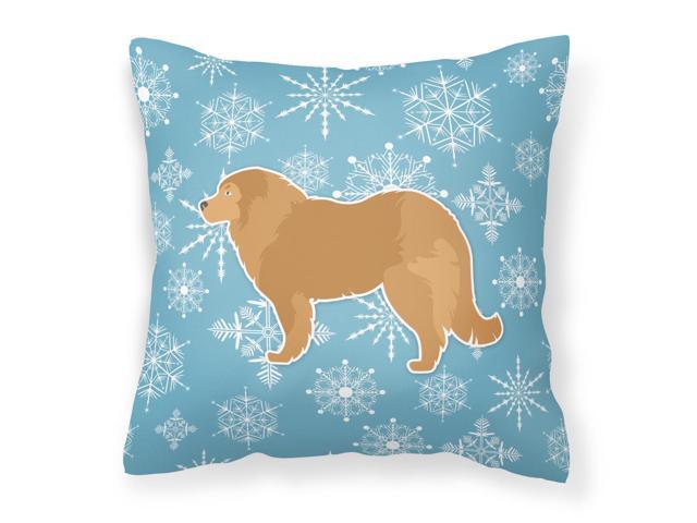 Winter Snowflake Caucasian Shepherd Dog Fabric Decorative Pillow BB3525PW1818
