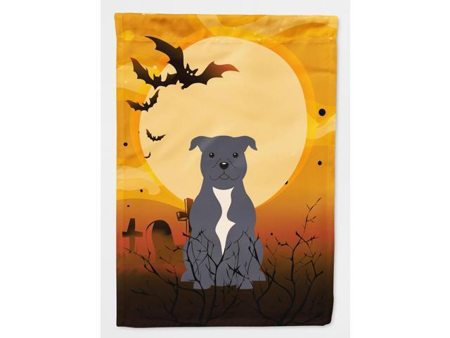 Halloween Staffordshire Bull Terrier Blue Flag Canvas House Size BB4312CHF