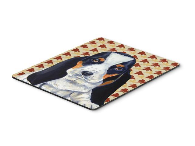 Basset Hound Fall Leaves Portrait Mouse Pad Hot Pad or Trivet