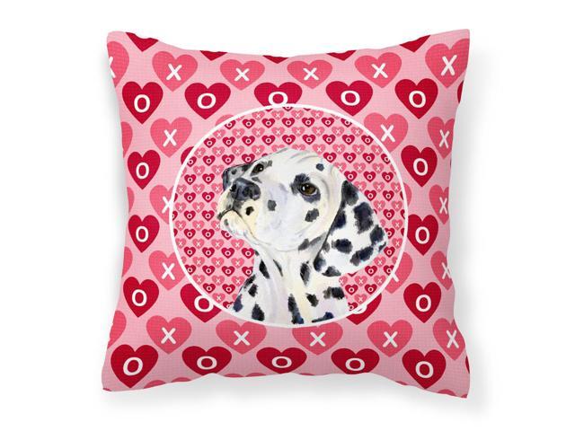 Dalmatian Hearts Love and Valentine's Day Portrait Fabric Decorative Pillow SS4492PW1414