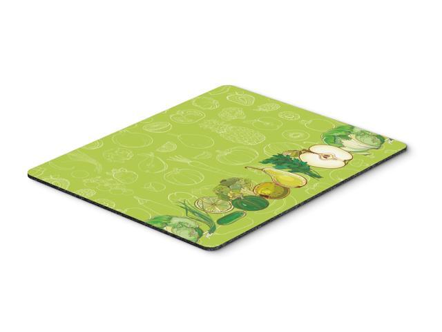 Fruits and Vegetables in Green Mouse Pad Hot Pad or Trivet BB5135MP