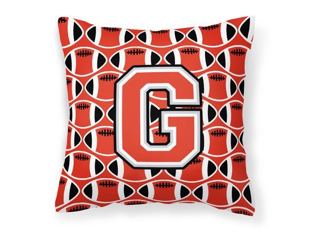 Letter G Football Scarlet and Grey Fabric Decorative Pillow CJ1067-GPW1414