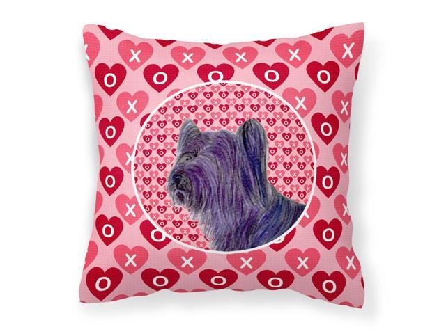 Skye Terrier Hearts Love and Valentine's Day Portrait Fabric Decorative Pillow SS4463PW1414