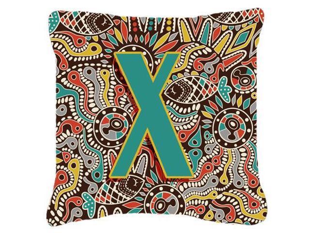 Letter X Retro Tribal Alphabet Initial Canvas Fabric Decorative Pillow CJ2013-XPW1818