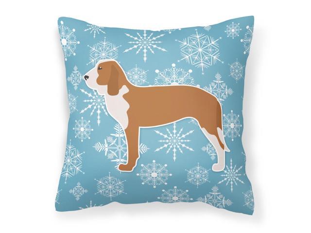 Winter Snowflake Spanish Hound Fabric Decorative Pillow BB3491PW1818