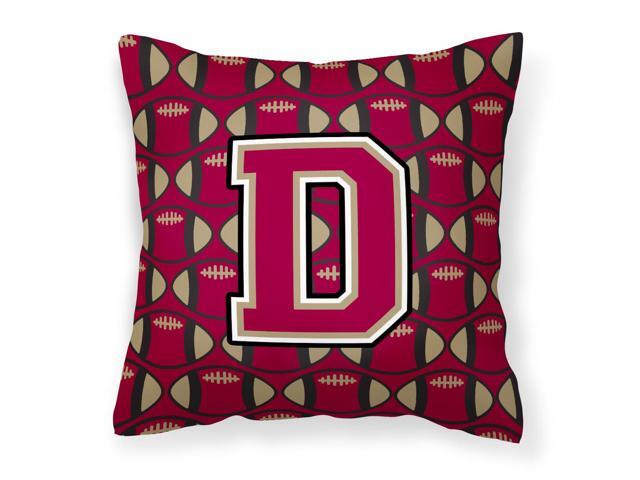 Letter D Football Garnet and Gold Fabric Decorative Pillow CJ1078-DPW1414
