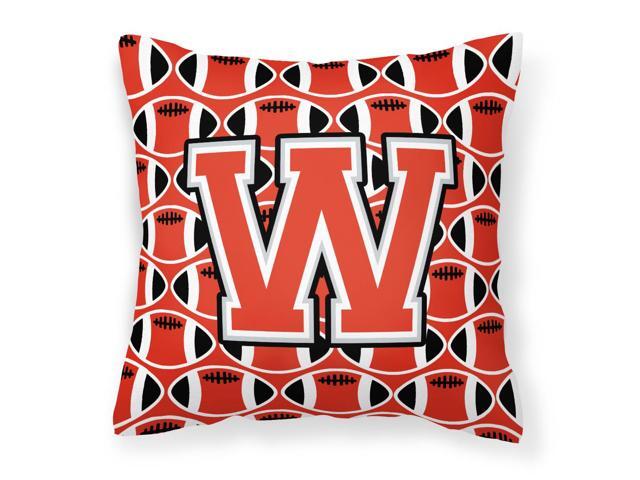 Letter W Football Scarlet and Grey Fabric Decorative Pillow CJ1067-WPW1414