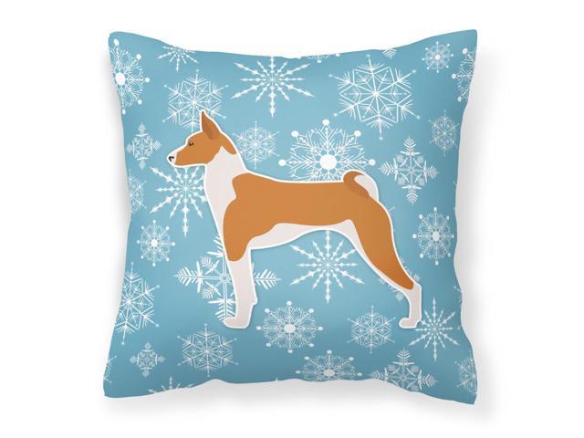 Winter Snowflake Basenji Fabric Decorative Pillow BB3574PW1414
