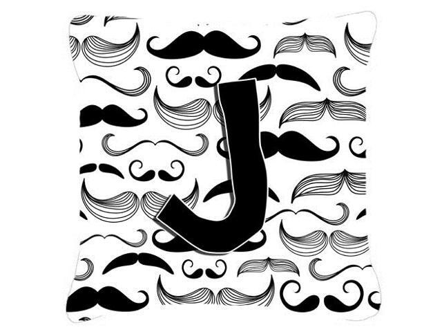 Letter J Moustache Initial Canvas Fabric Decorative Pillow CJ2009-JPW1818