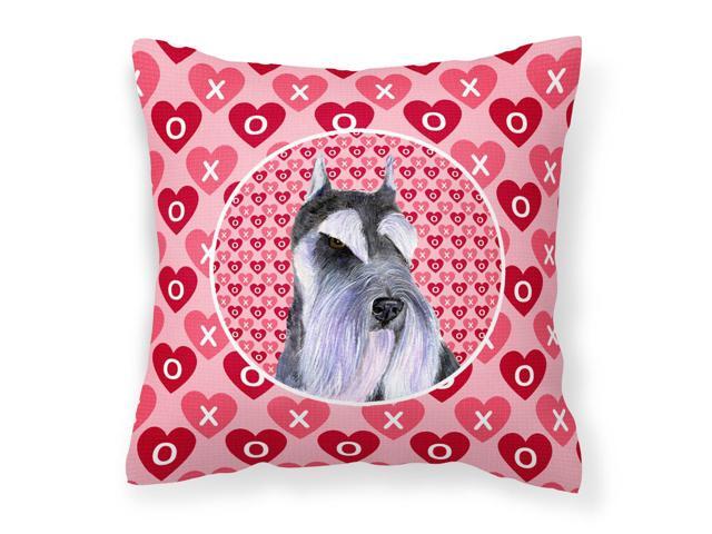 Schnauzer Hearts Love and Valentine's Day Portrait Fabric Decorative Pillow SS4477PW1414