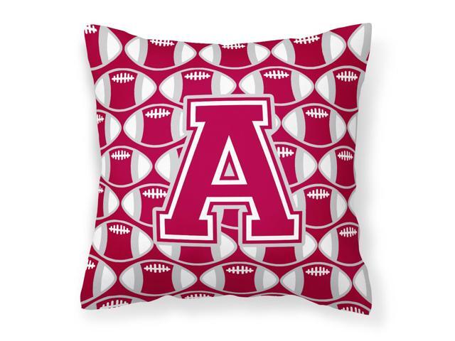 Letter A Football Crimson grey and white Fabric Decorative Pillow CJ1065-APW1414
