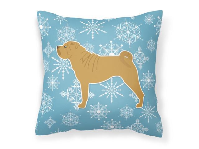 Winter Snowflake Shar Pei Merry Fabric Decorative Pillow BB3552PW1414