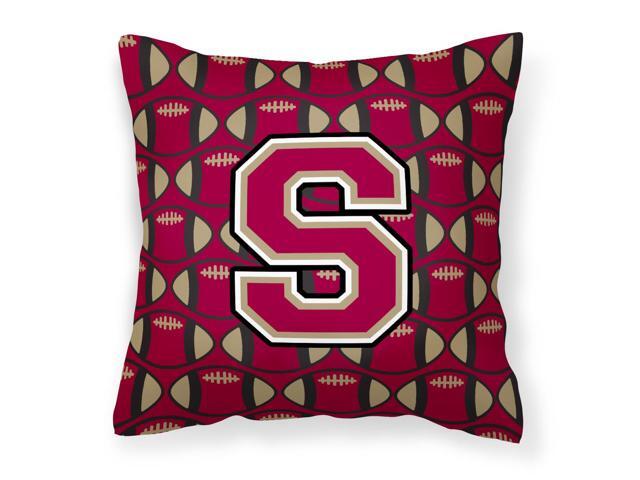 Letter S Football Garnet and Gold Fabric Decorative Pillow CJ1078-SPW1414