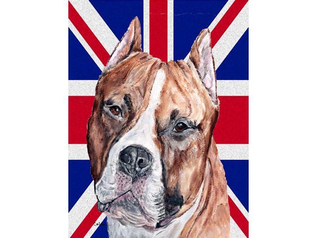 Staffordshire Bull Terrier Staffie with English Union Jack British Flag Flag Garden Size SC9883GF