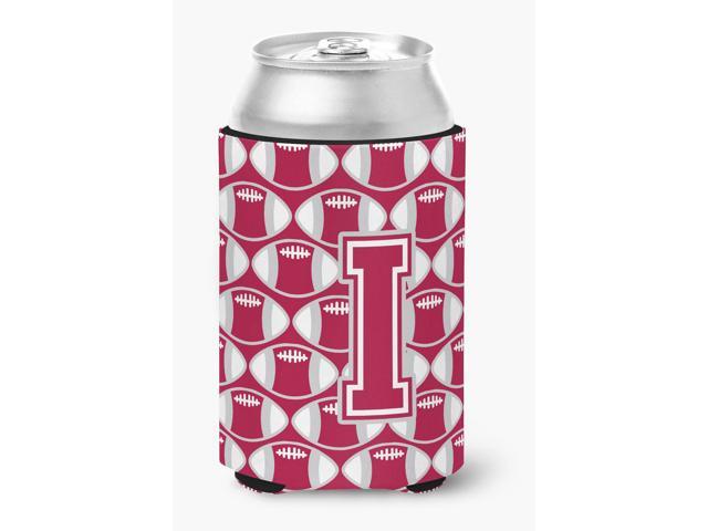 Letter I Football Crimson grey and white Can or Bottle Hugger CJ1065-ICC