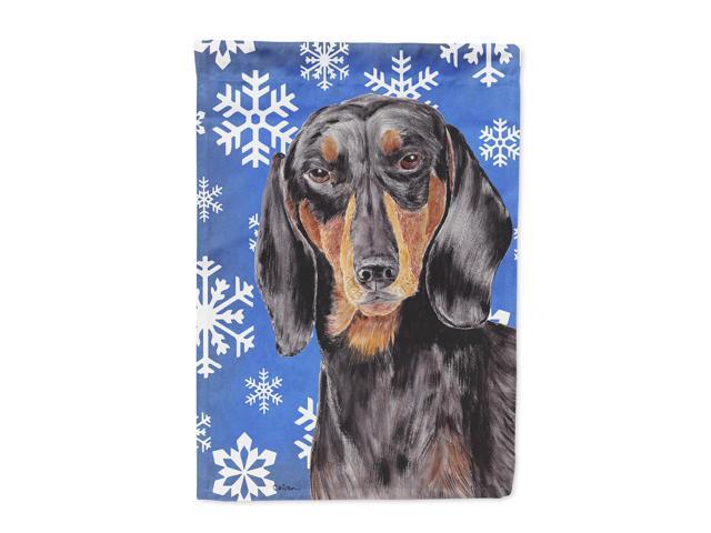 Dachshund Winter Snowflakes Holiday Flag Canvas House Size