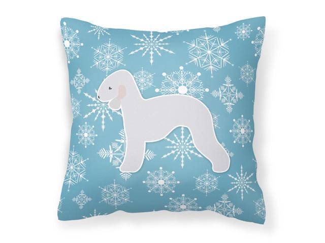 Winter Snowflake Bedlington Terrier Fabric Decorative Pillow BB3494PW1818