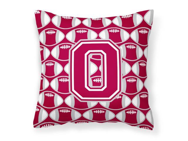 Letter O Football Crimson grey and white Fabric Decorative Pillow CJ1065-OPW1414