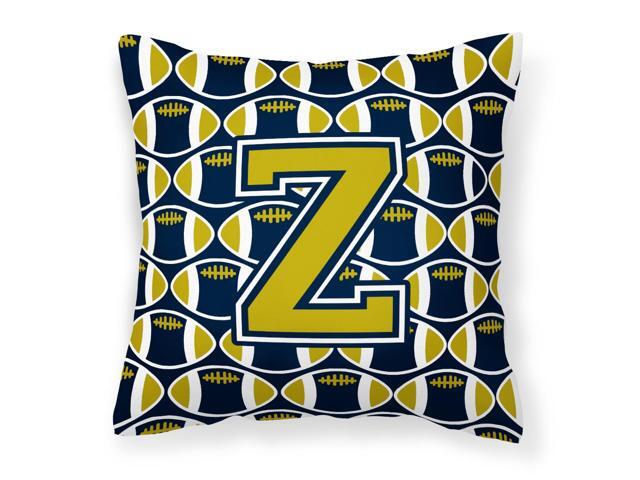 Letter Z Football Blue and Gold Fabric Decorative Pillow CJ1074-ZPW1414