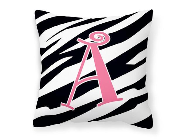 Letter A Monogram - Zebra Stripe and Pink Fabric Decorative Pillow CJ1037-APW1414