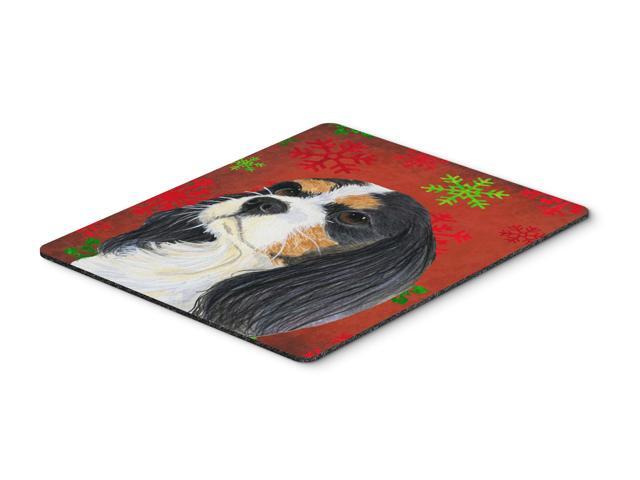Cavalier Spaniel Red Green Snowflakes Christmas Mouse Pad Hot Pad or Trivet