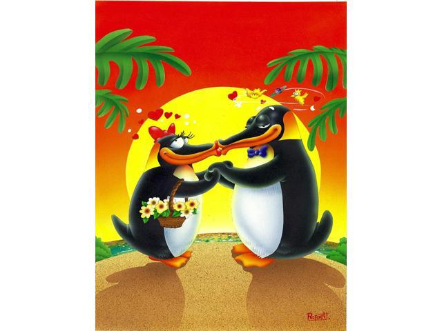 In Love Valentine's Day Penguins Flag Canvas House Size APH0245CHF