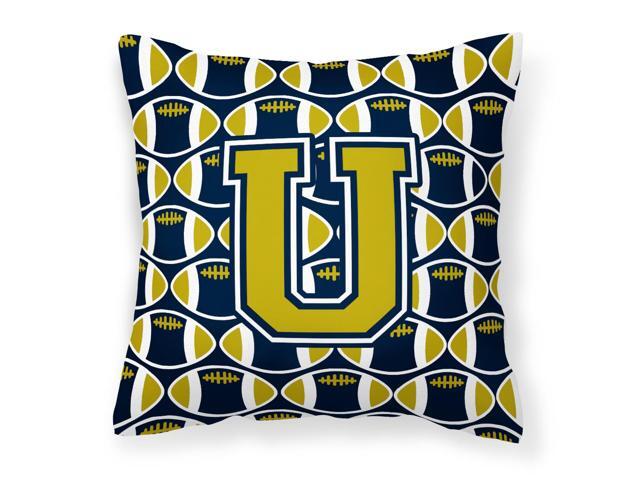 Letter U Football Blue and Gold Fabric Decorative Pillow CJ1074-UPW1414