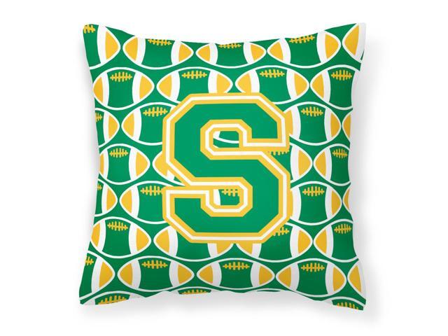 Letter S Football Green and Gold Fabric Decorative Pillow CJ1069-SPW1414