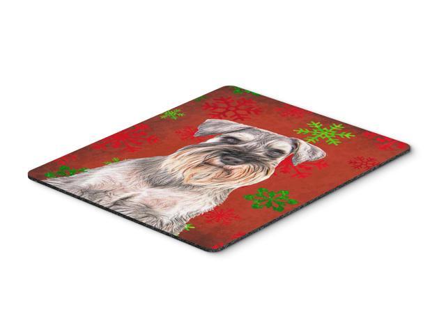 Red Snowflakes Holiday Christmas Schnauzer Mouse Pad Hot Pad or Trivet KJ1186MP
