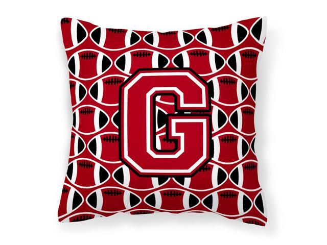 Letter G Football Red Black and White Fabric Decorative Pillow CJ1073-GPW1414