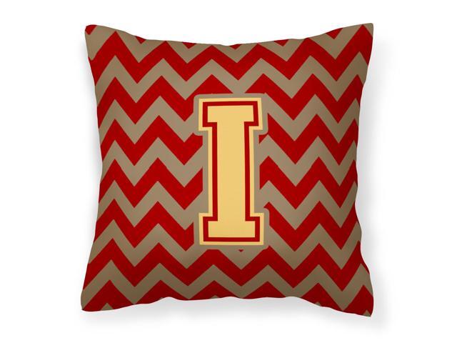 Letter I Chevron Garnet and Gold Fabric Decorative Pillow CJ1048-IPW1414