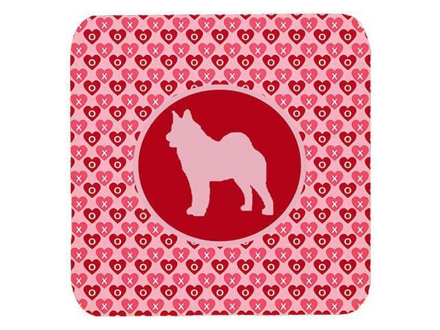 Set of 4 Norwegian Elkhound Valentine Hearts Foam Coasters